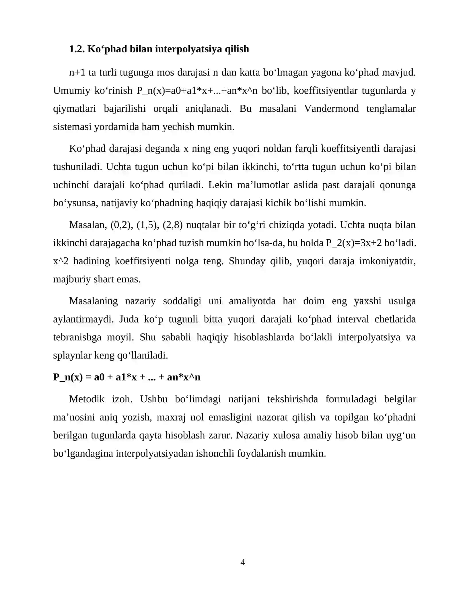 LAGRANJ INTERPOLYATSION KO‘PHADI 4