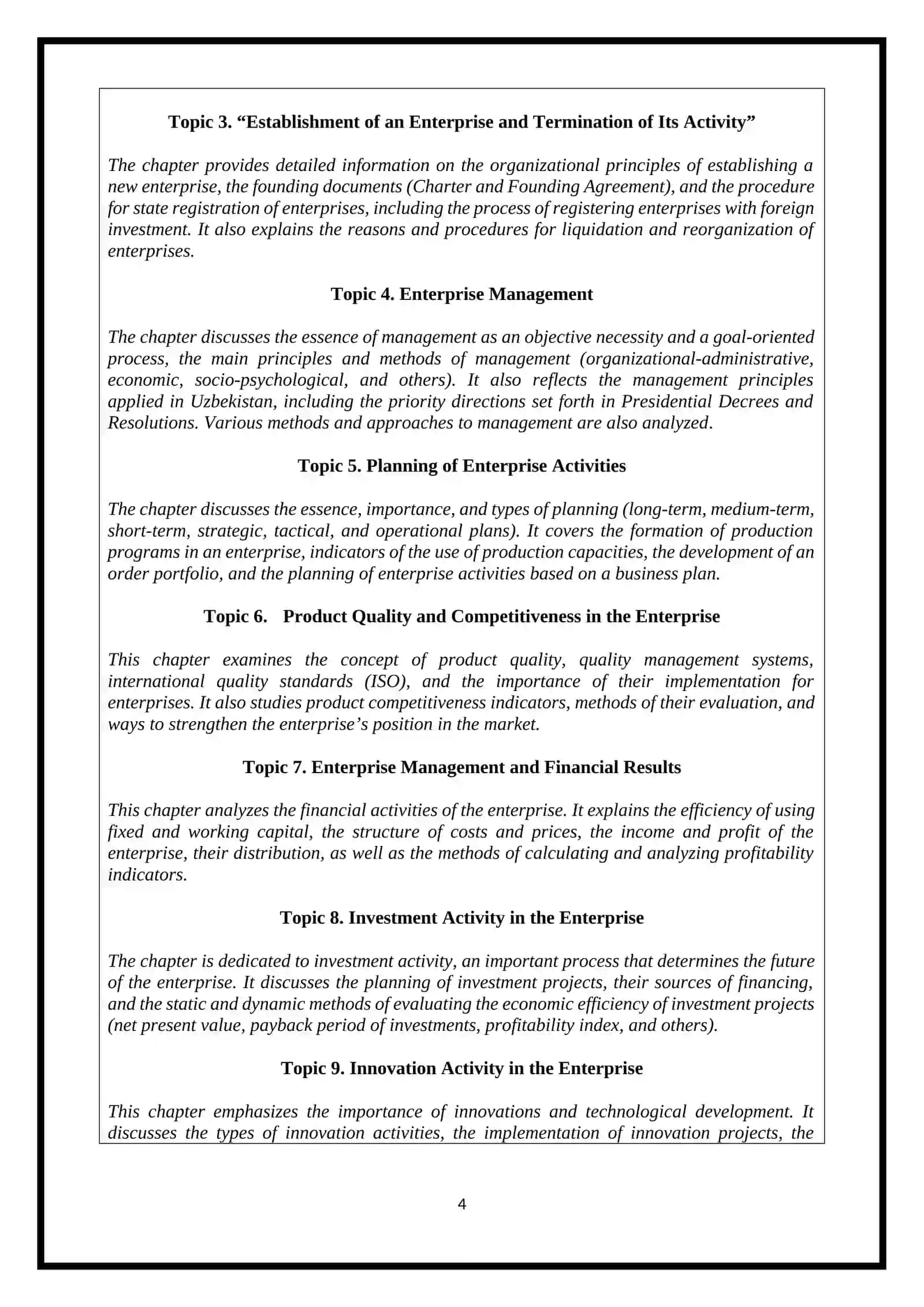 Enterprise formation and entrepreneurship 4