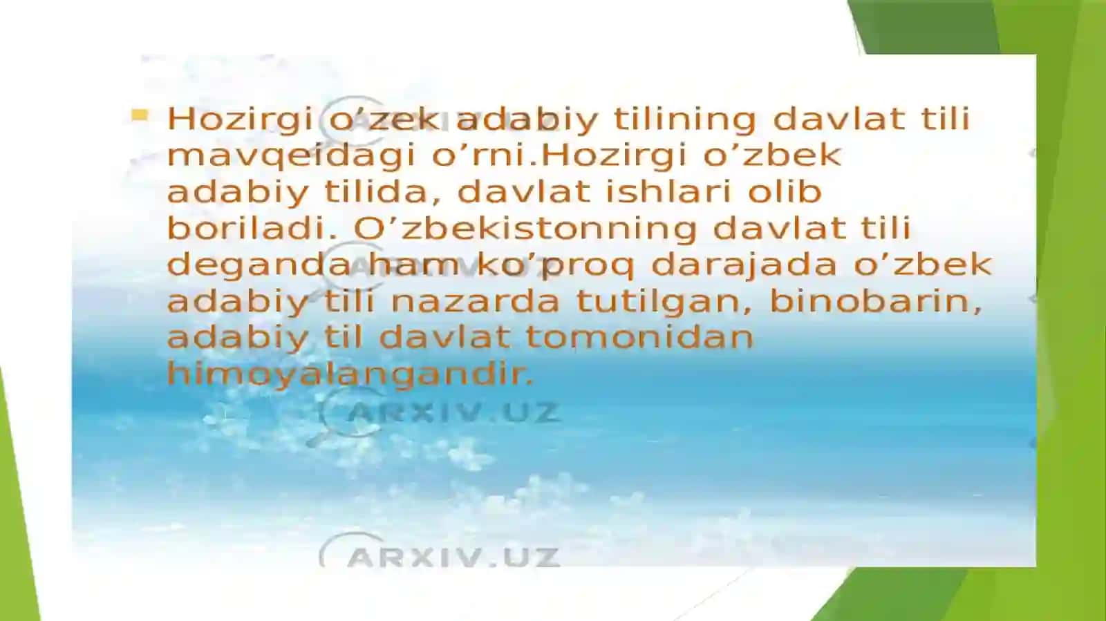 HOZIRGI O`ZBEK ADABIY TILI KURSINING BO`LIMI 4