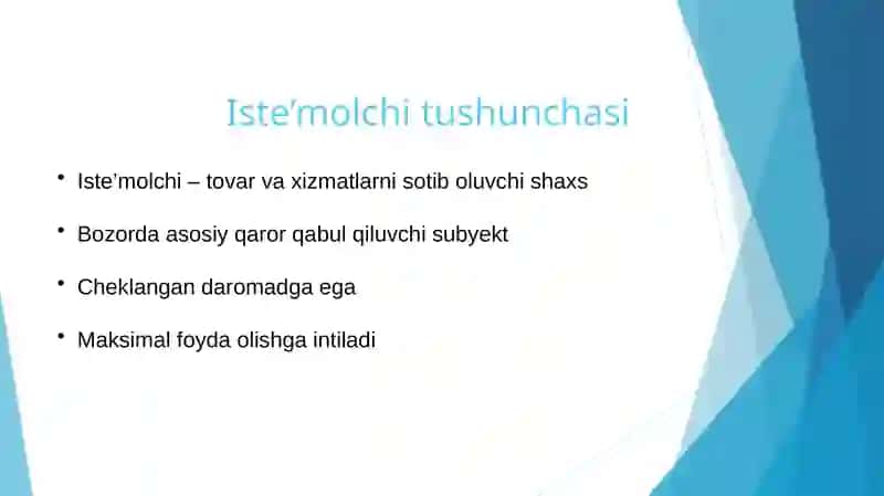Iste’molchining bozordagi harakati 4