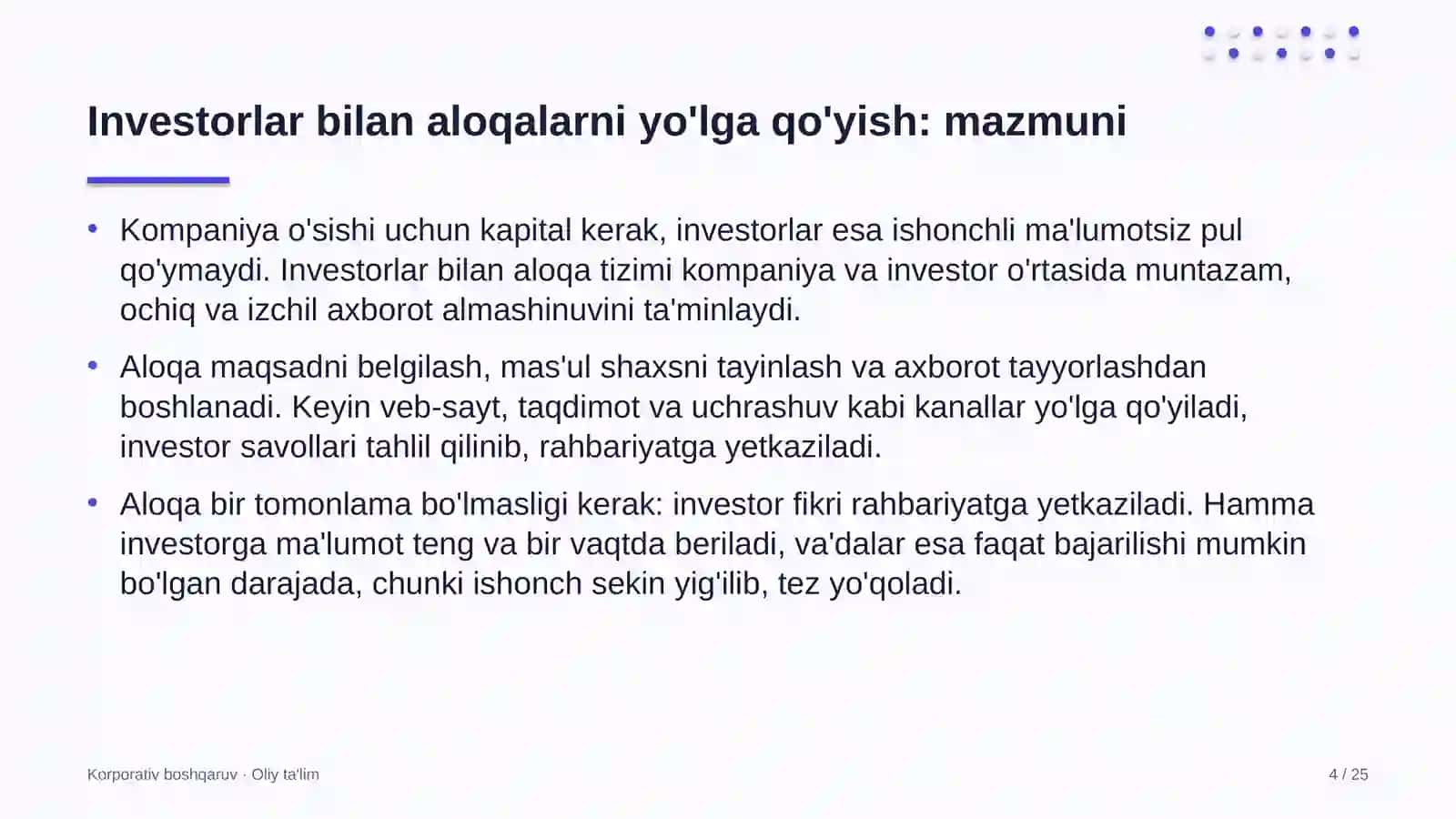 Charm-poyabzal sanoatida investorlar bilan aloqalarni yo'lga qo'yish 4
