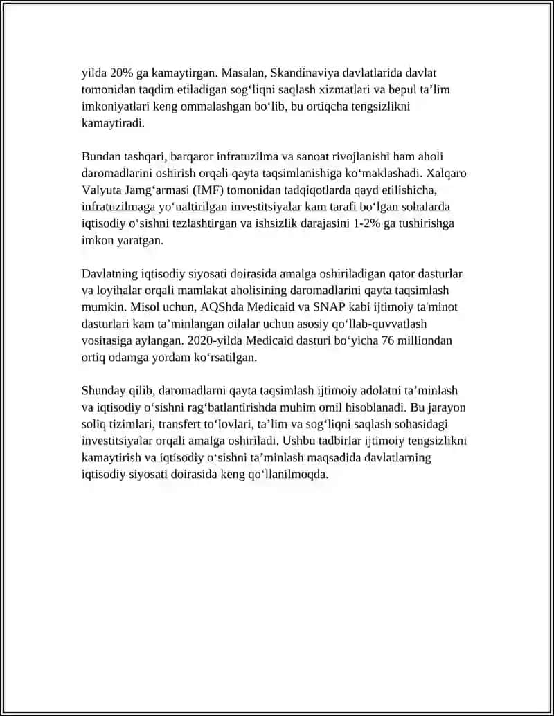 DAROMADLARNI QAYTA TAXSIMLASH,BOYLIK VA IQTISODIY SIYOSAT 4