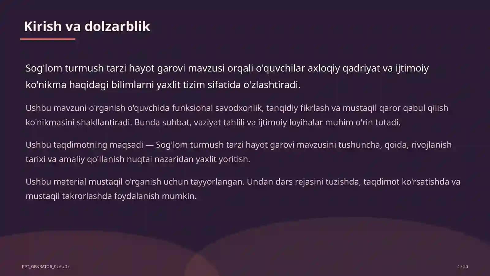 Sog'lom turmush tarzi hayot garovi (7-sinf) 4