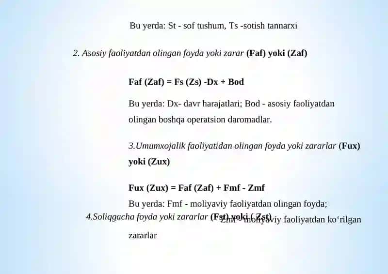 HISOBOT YILINING SOLIQCHA FOYDASI YOKI ZARARINING HISOBI 4