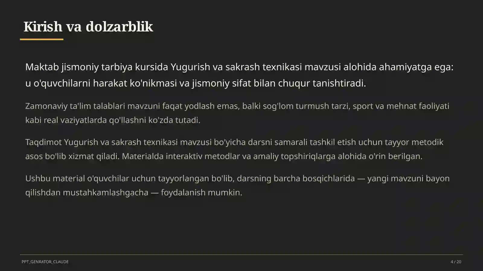 Yugurish va sakrash texnikasi (2-sinf) 4