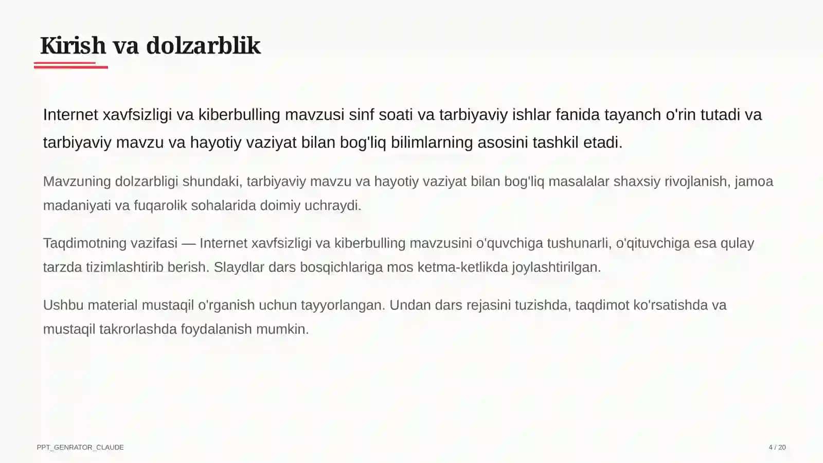 Sinf soati va tarbiyaviy tadbirlar 4