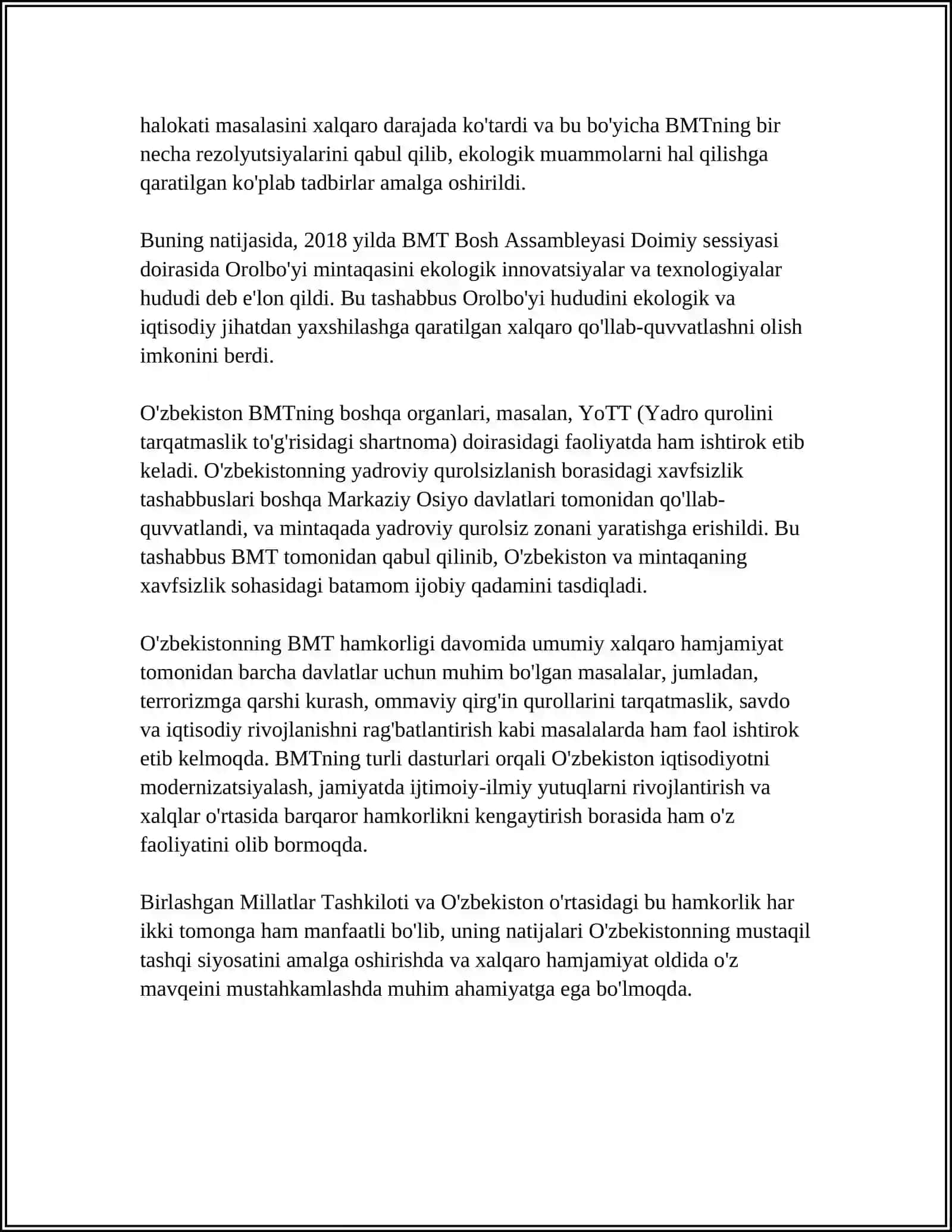 O‘ZBEKISTONNING XALQARO TASHKILOTLAR BILAN ALOQALARI 4