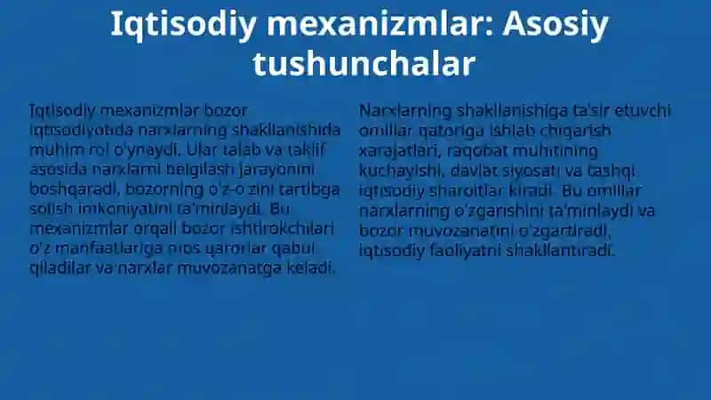 Narxlarning Shakllanishi va Iqtisodiy Siyosatning O'zaro Bog'liqligi 4