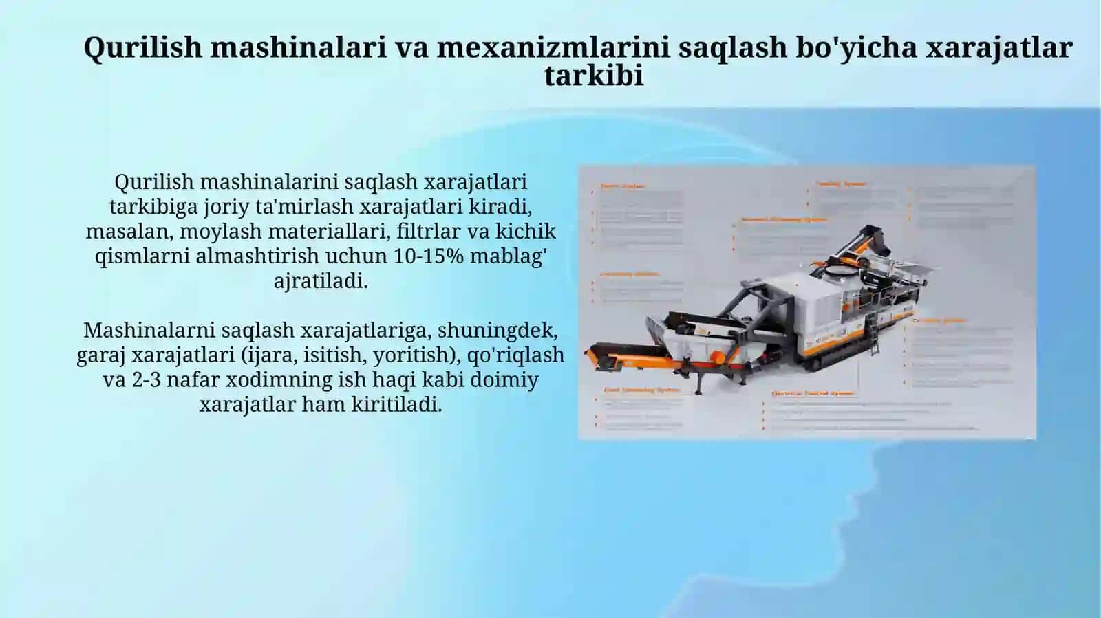Qurilish mashinalari va mexanizmlari xarajatlari tahlili 4