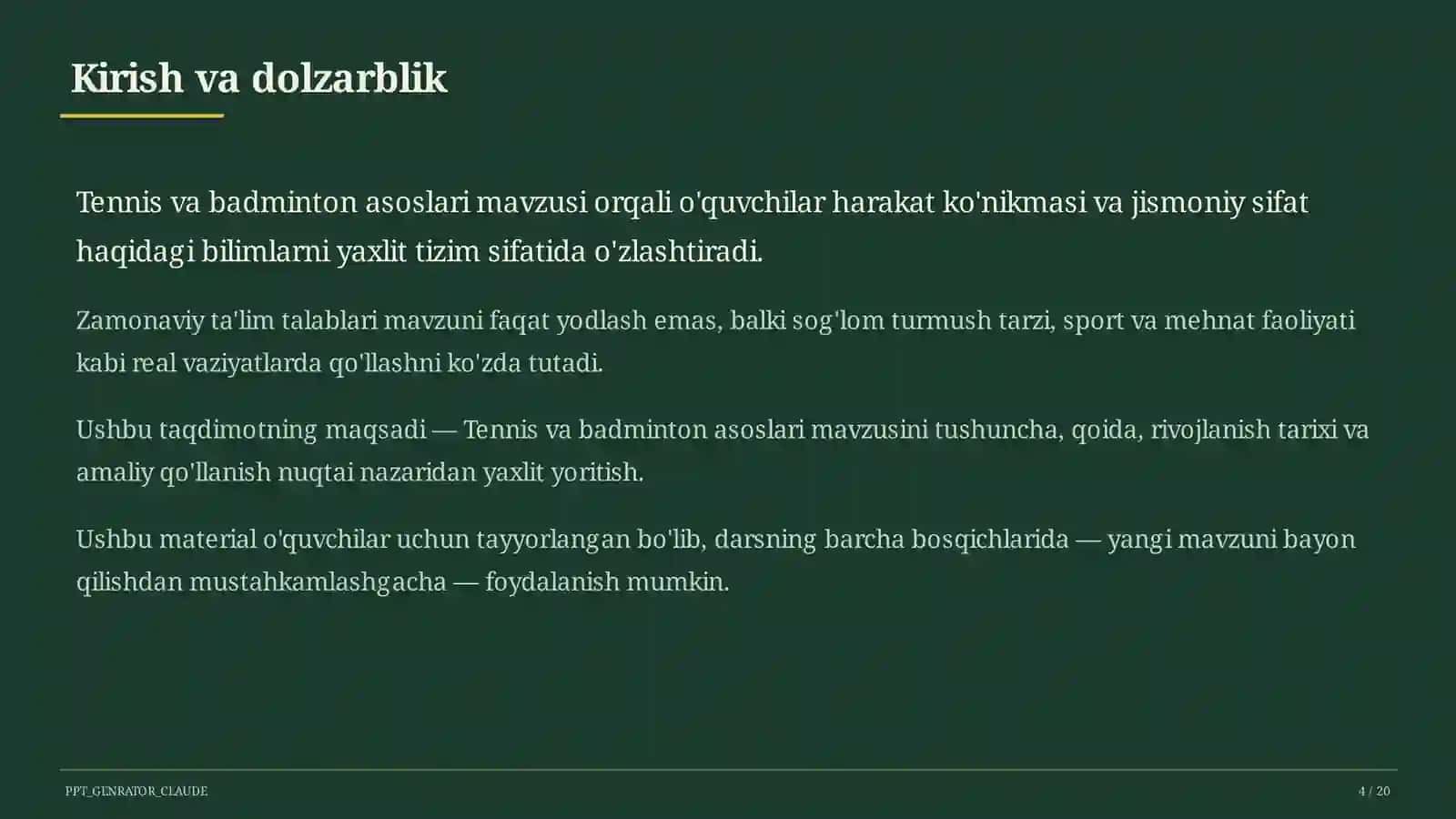 Tennis va badminton asoslari (10-sinf) 4