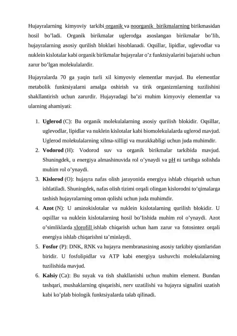 Hujayraning kimyoviy tarkibi 4