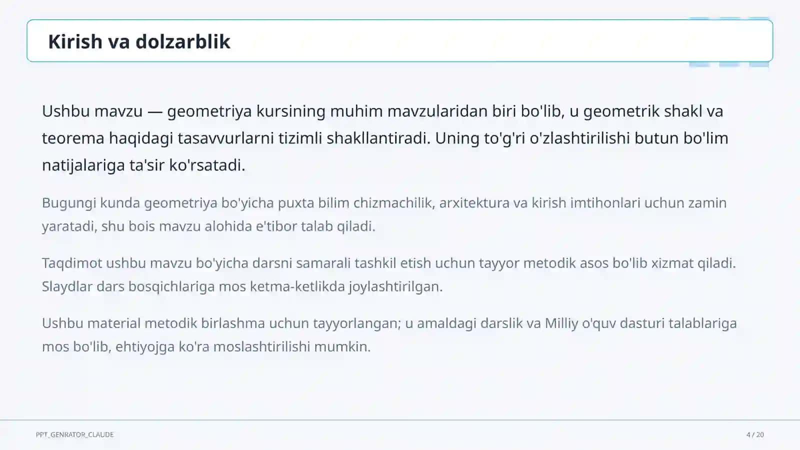 Harakatlar: simmetriya, burish, parallel ko'chirish (9-sinf) 4
