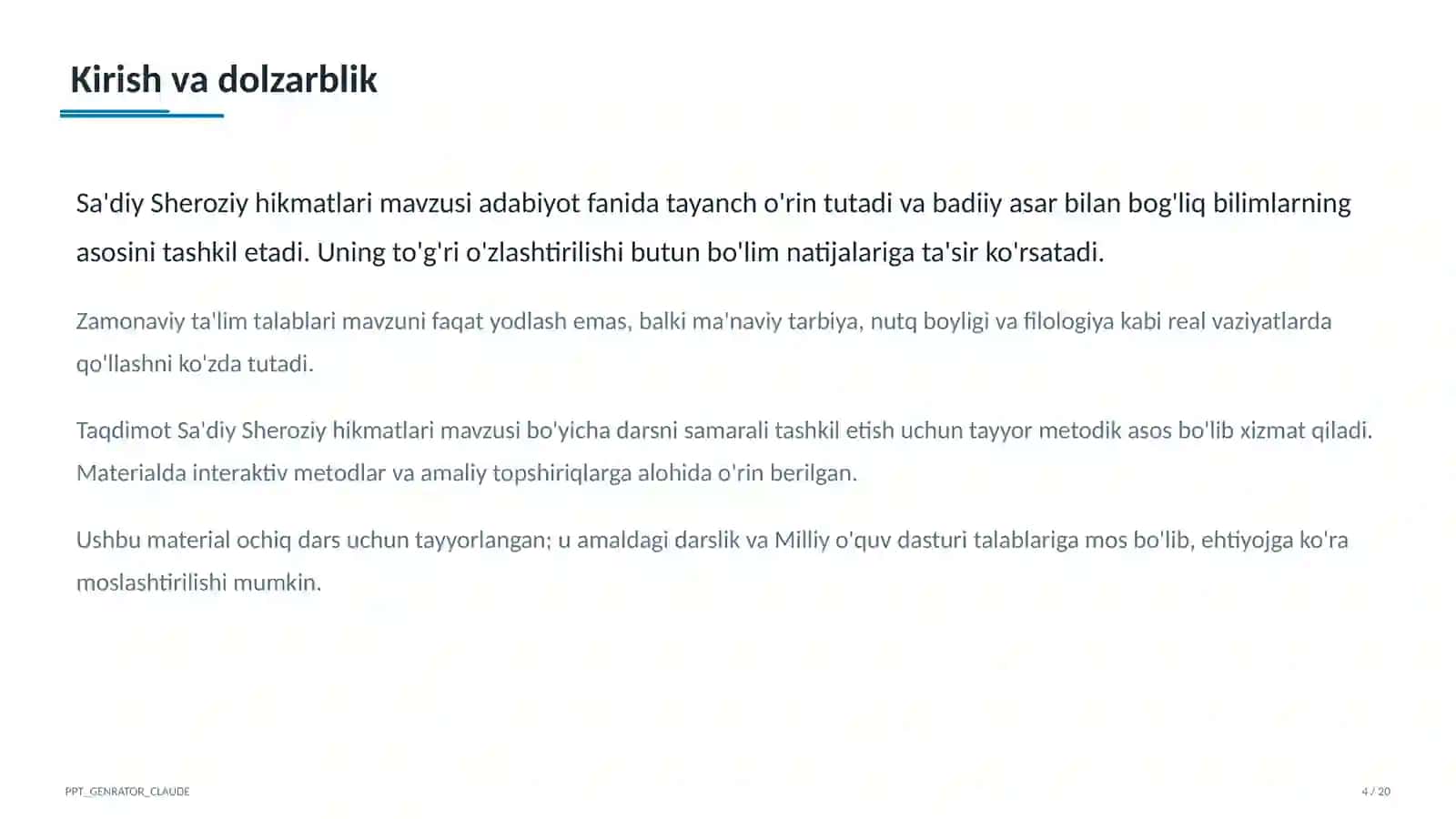 Sa'diy Sheroziy hikmatlari (6-sinf) 4