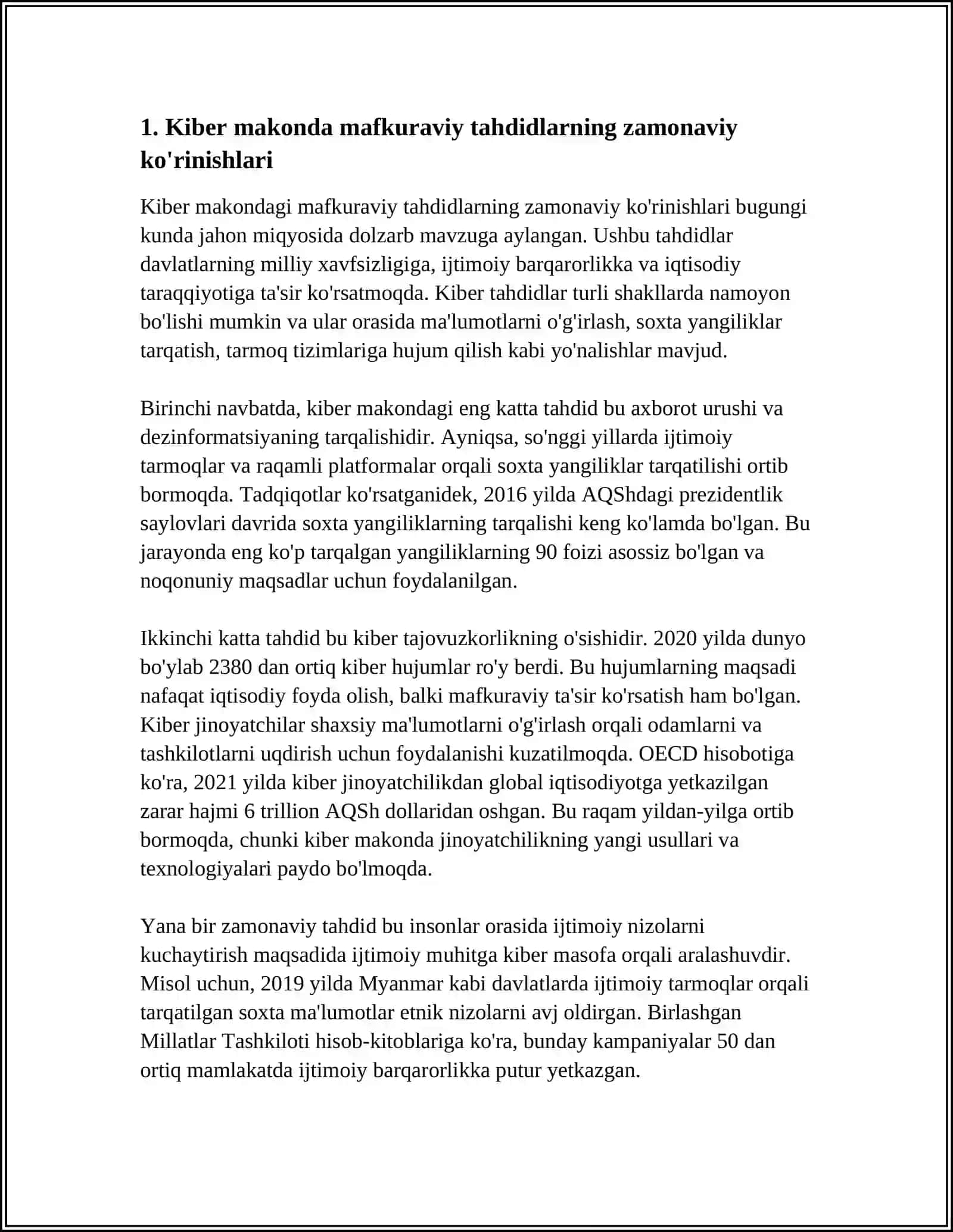 MISSIONERLIK TARGʻIBOTIDA USLUB VA VOSITALARNING ZAMONAVIYLASHUVI:KIBER MAKONDA MAFKURAVIY TAHDIDLAR 4