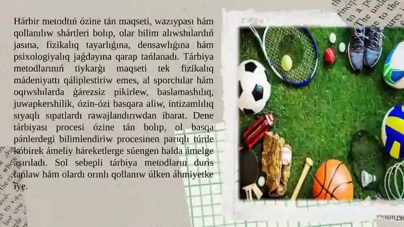 Dene tárbiyası hám sport tarawında qollanılatuğın tarbiya metodları 4