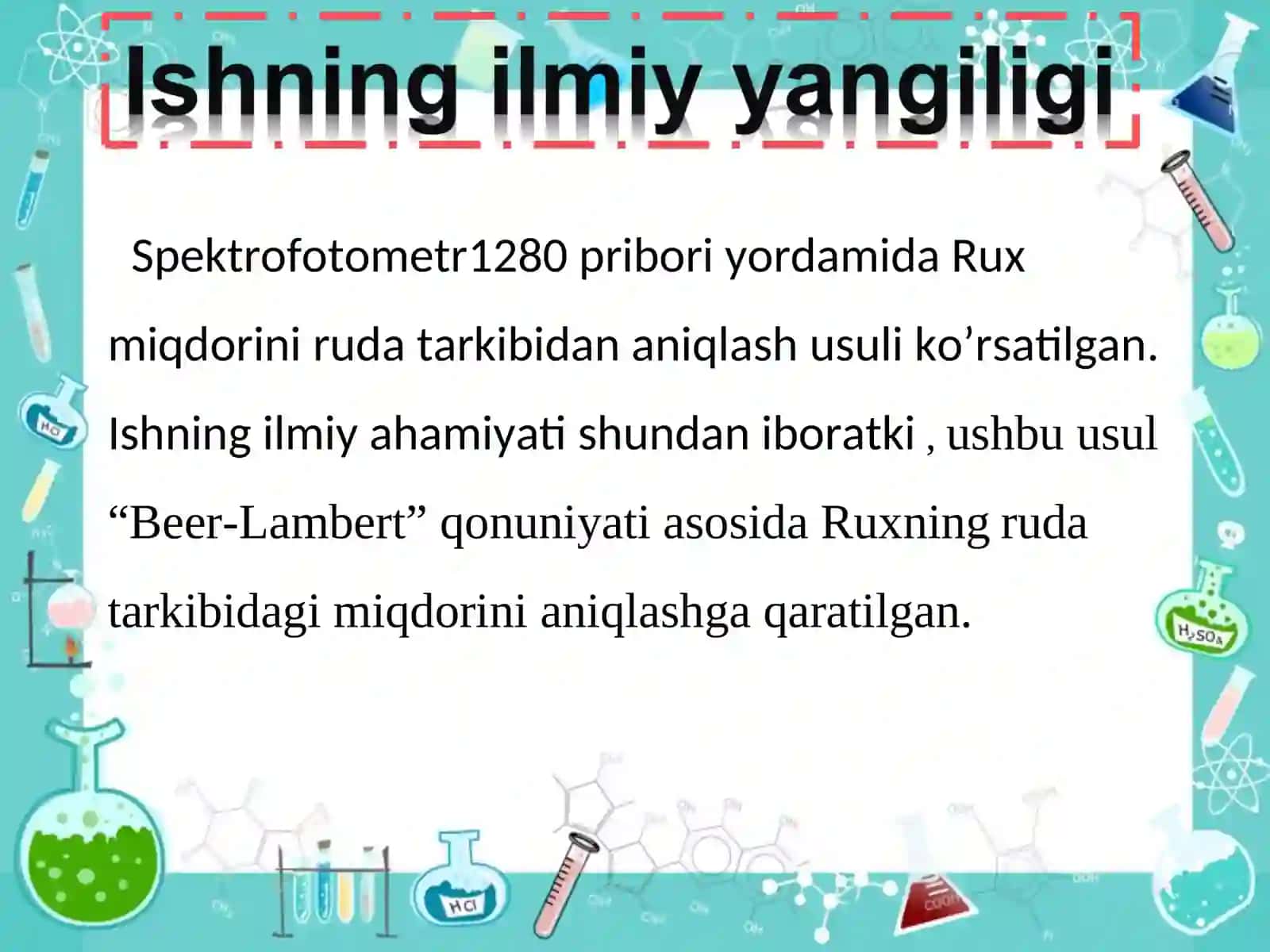4-GMZ rudasi tarkibidagi og’ir metallarni spektroskopik tahlil qilish va o’rganish 4