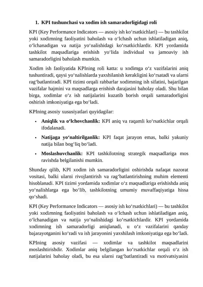 KPI tizimining o'rni 4
