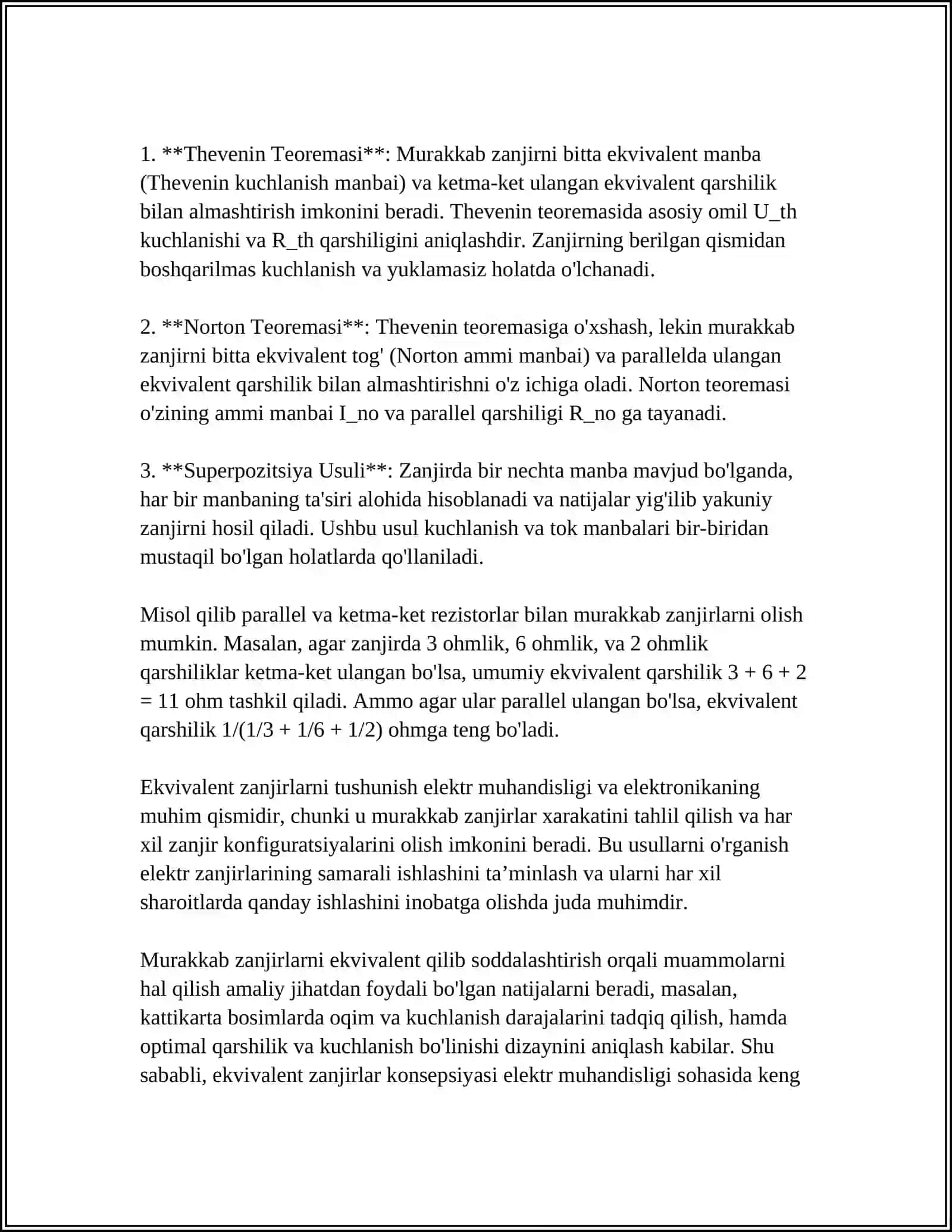 TARMOQLANGAN ZANJIRLAR. KRIXGOF QOIDLARI 4