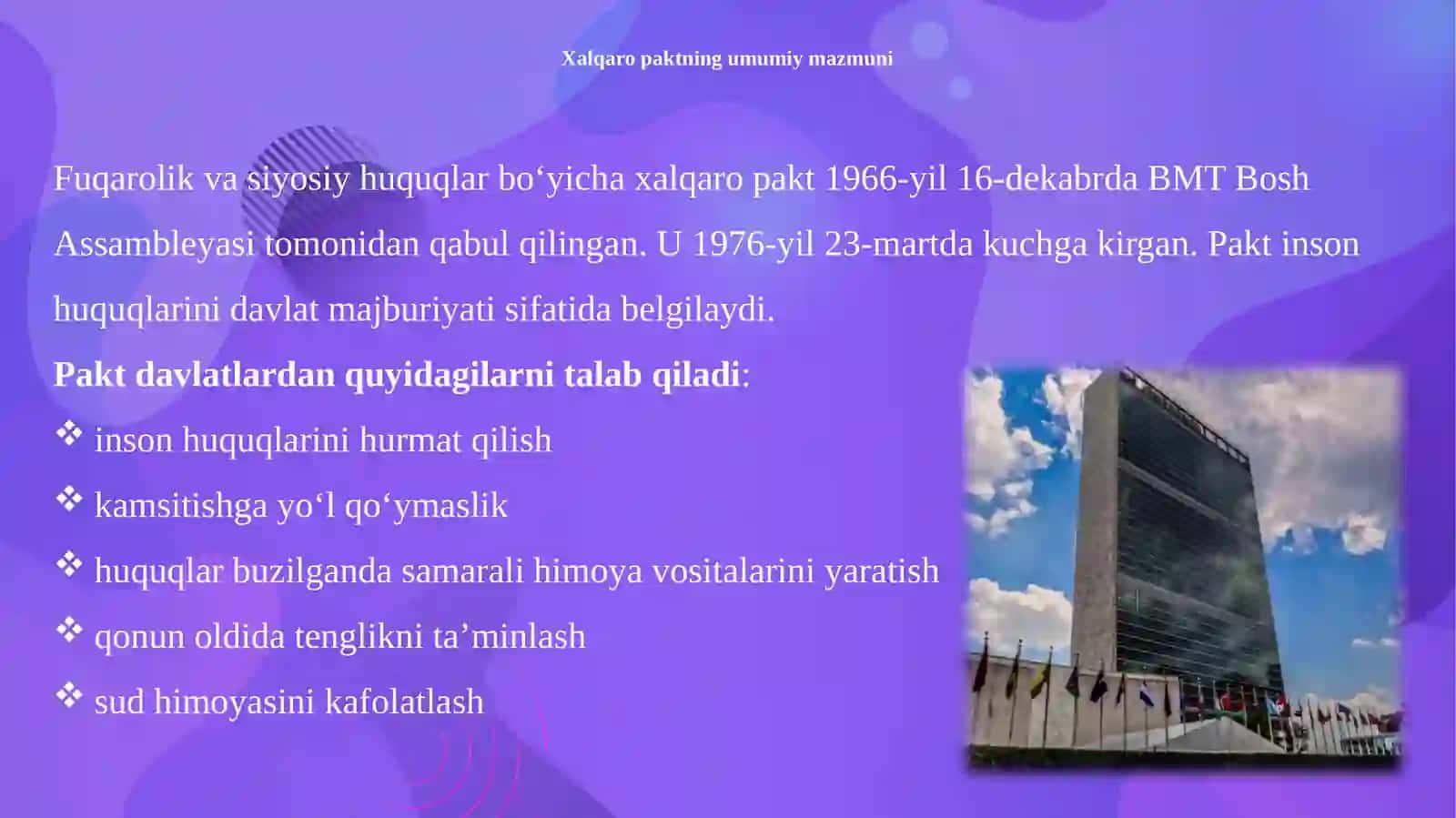 Fuqarolik va siyosiy huquqlar bo‘yicha xalqaro paktga qo‘shimcha fakultativ protokollar 4