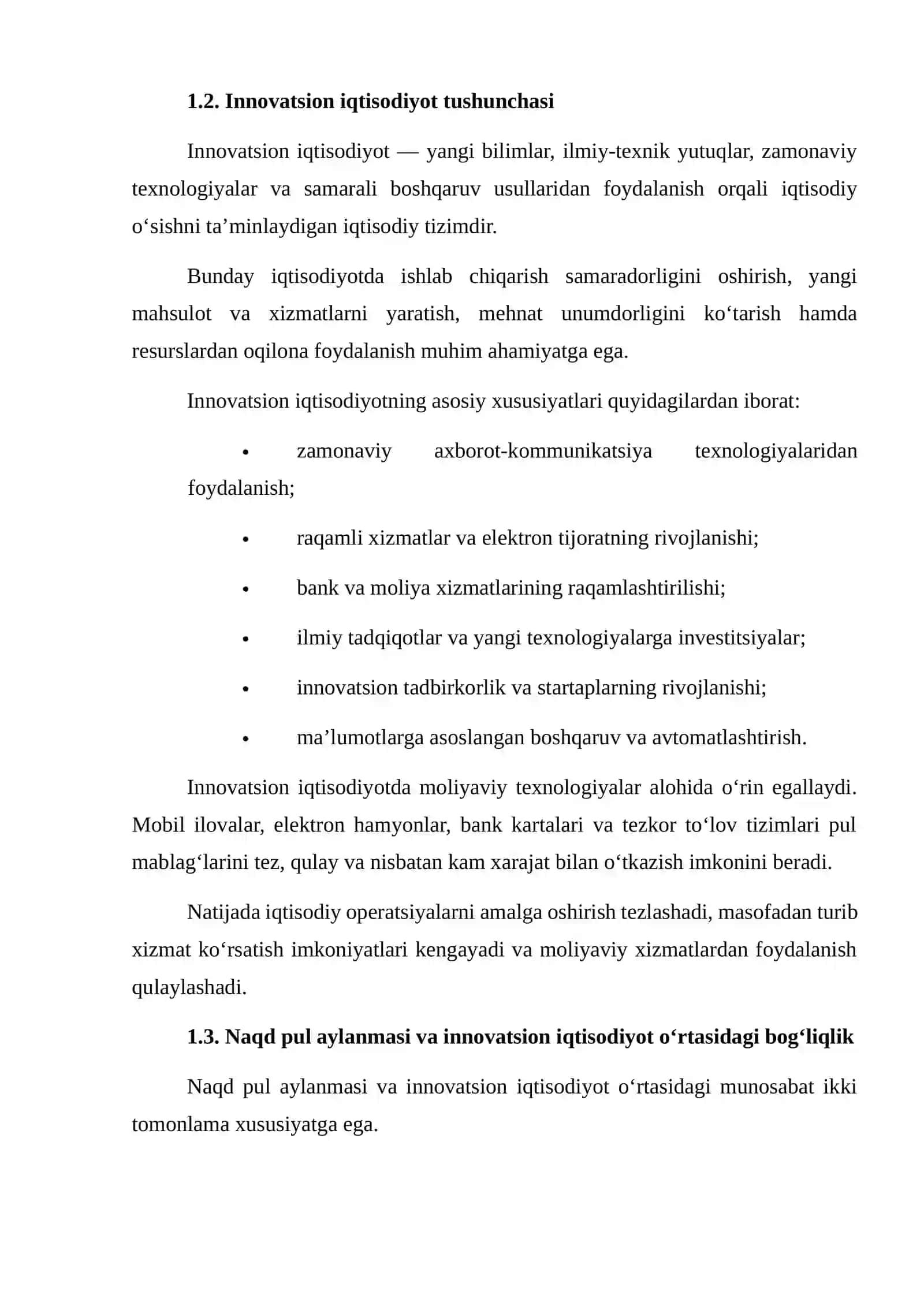 Naqd pul aylanmasi va innovatsion iqtisodiyotning bosqichlari 4