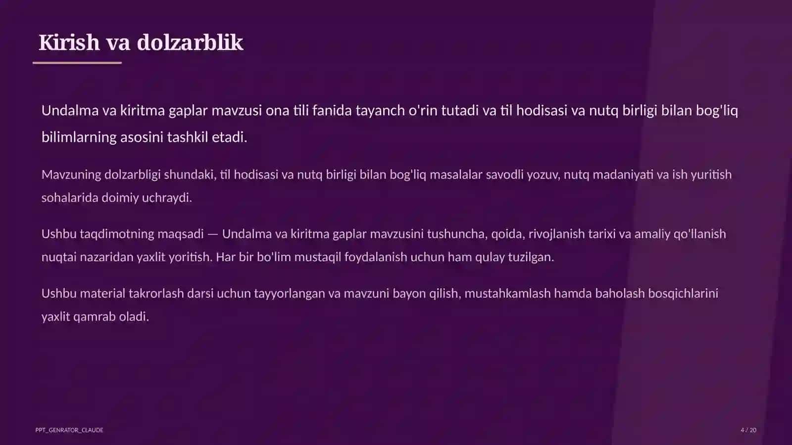 Undalma va kiritma gaplar (8-sinf) 4