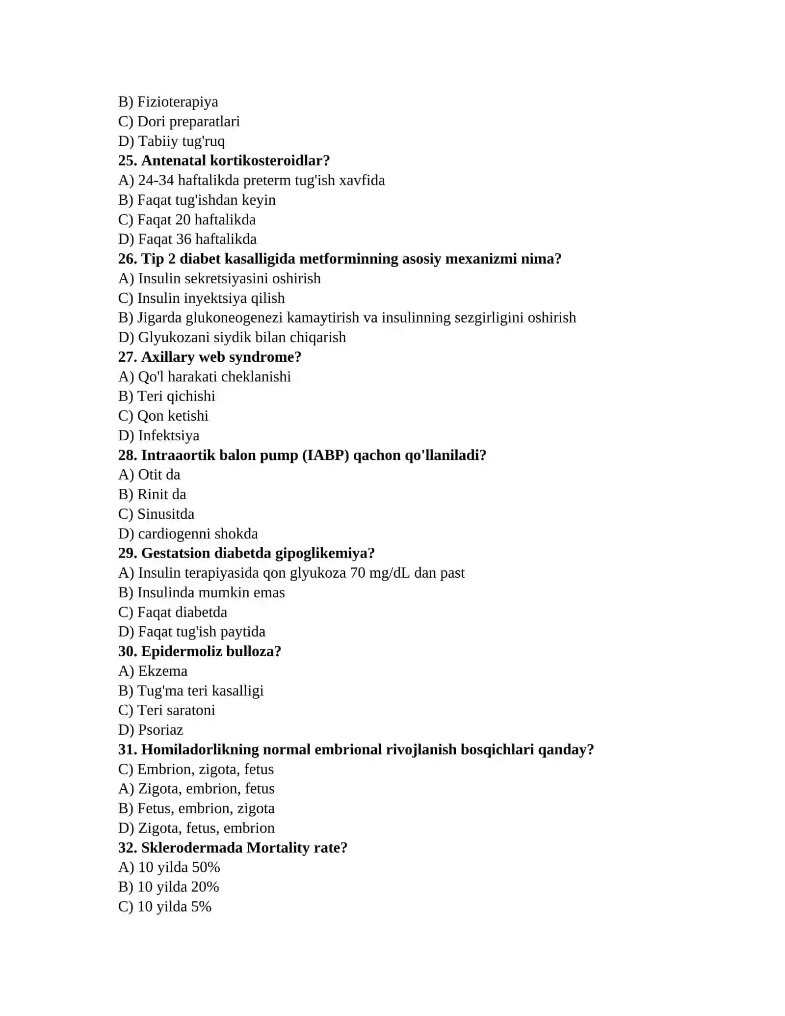 Ichki kasalliklar testlari 4