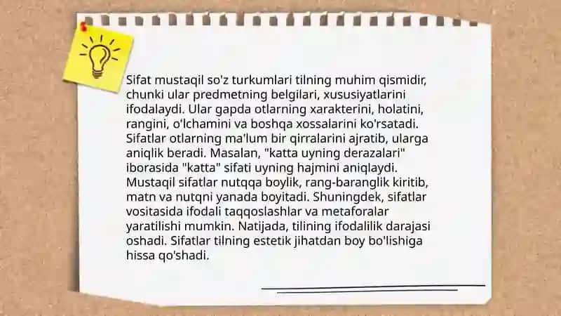 Ot sifat mustaqil sòz tirkumlarini ôrgatish yizasidan 3-4-sinflar uchun metodik tavsiyalar 4