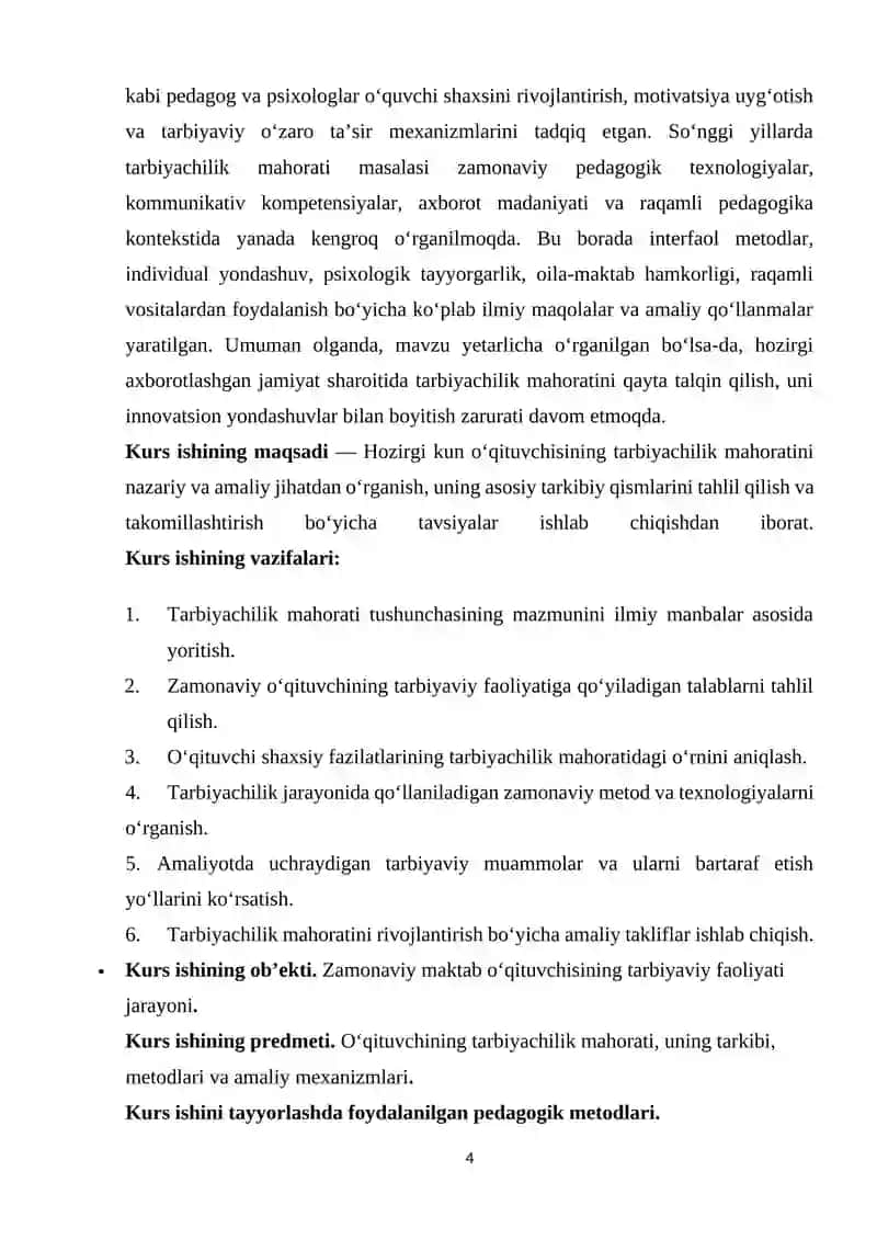 HOZIRGI KUNDA O’QITUVCHI TARBIYACHILIK MAHORATINING ASOSIY MAHORATI 4
