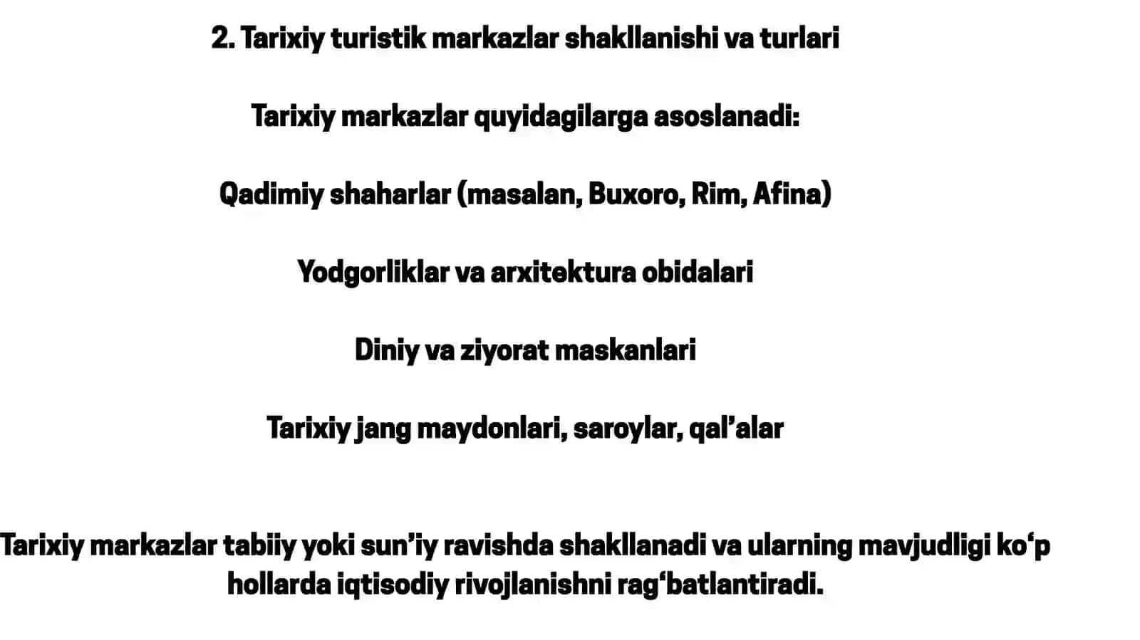 Tarixiy turistik markazlarning iqtisodiyot rivojlanishiga ta’siri 4