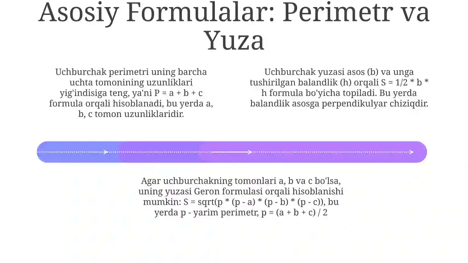 Uchburchaklarni yechish formulalari 4
