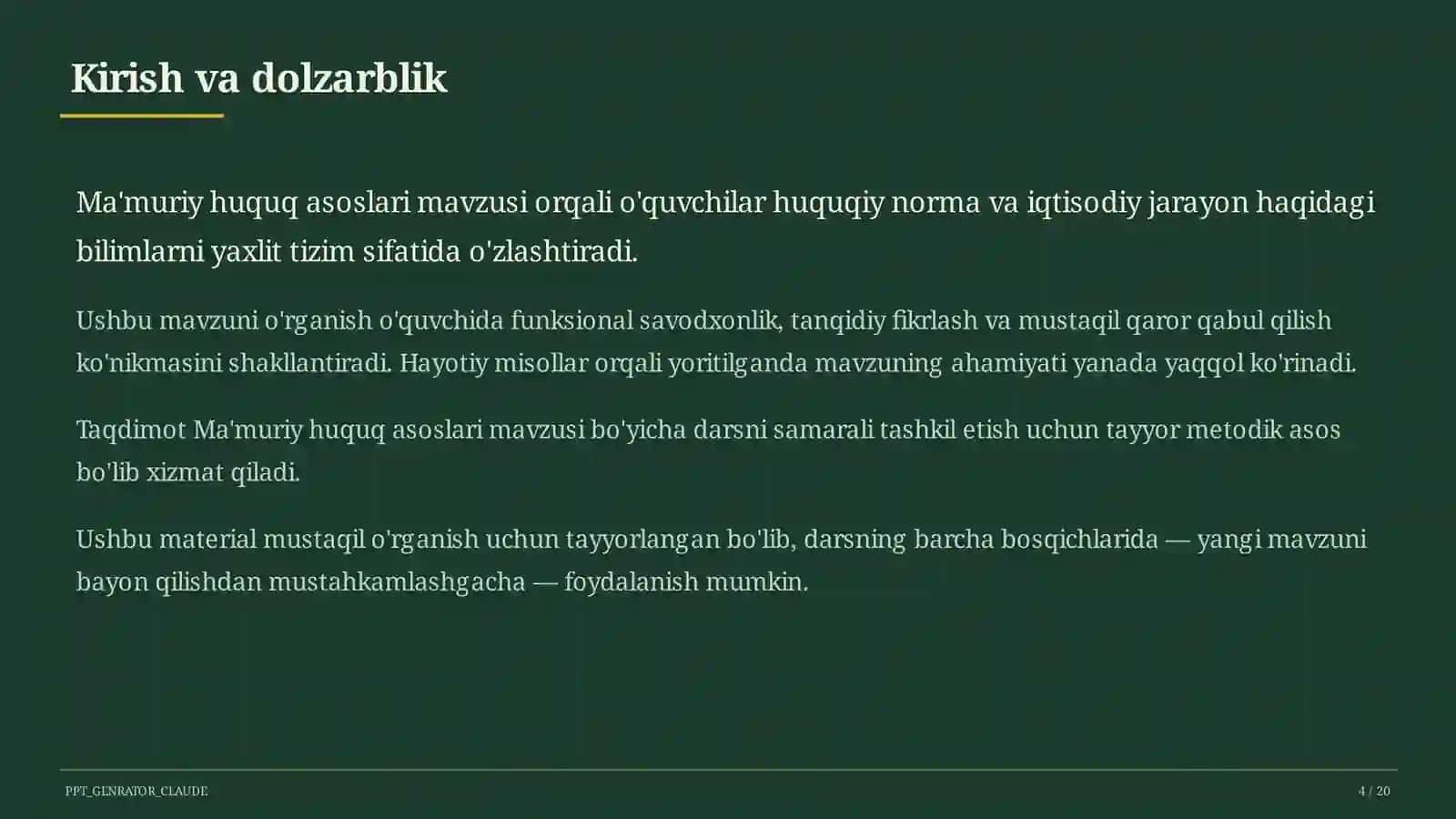 Ma'muriy huquq asoslari (10-sinf) 4