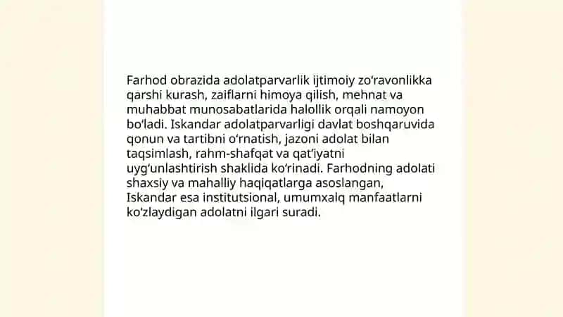 Farhod va Iskandar obrazlarida odamiylik xislatlarining talqini 4