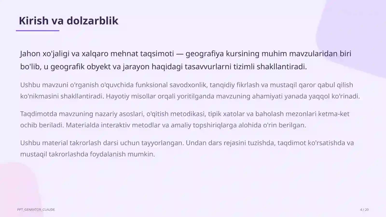 Jahon xo'jaligi va xalqaro mehnat taqsimoti (10-sinf) 4