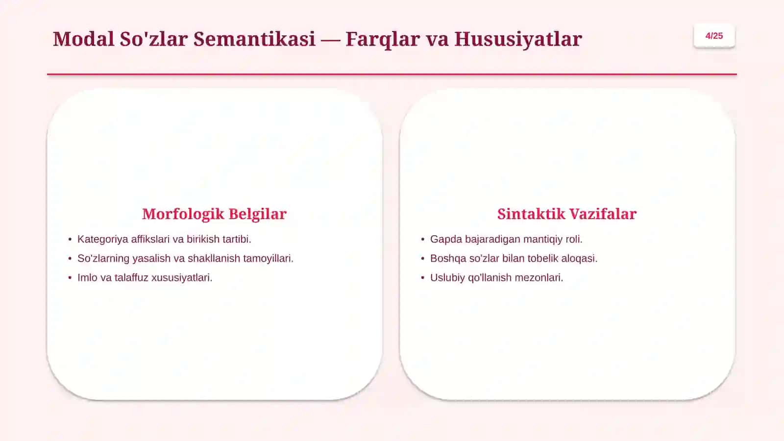 Modal So'zlar, Undovlar va Taqlid So mezonlari 4