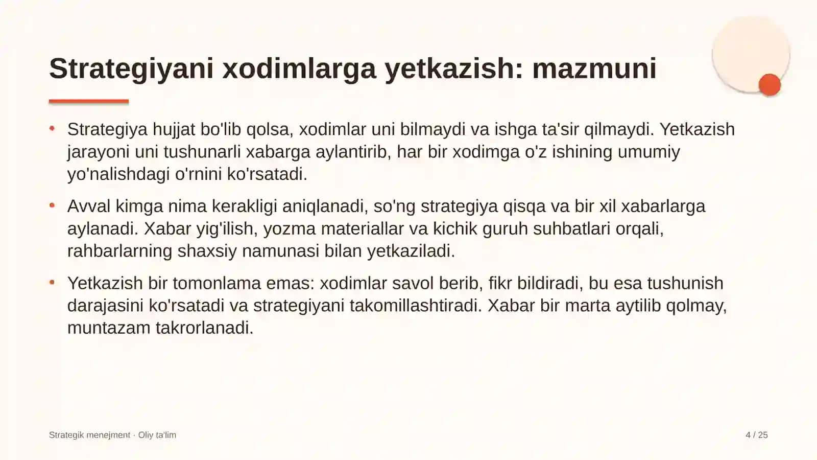 Kichik gidroelektr stansiyalarida strategiyani xodimlarga yetkazish 4
