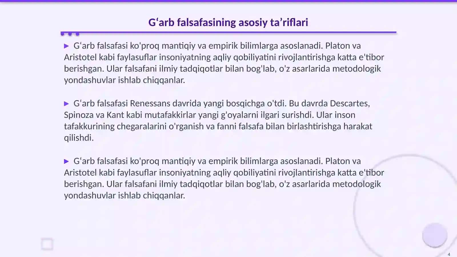 Falsafaning mohiyatiga oid Sharq va Gʻarb mutafakkirlari taʼriflarini tasniflash 4