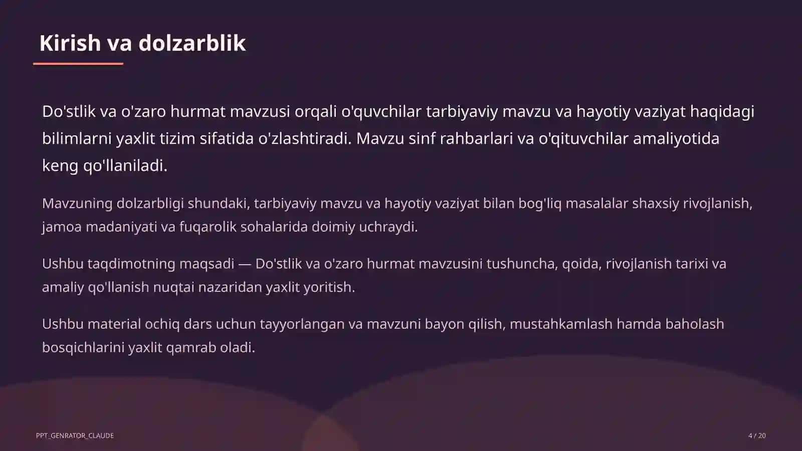 Sinf soati va tarbiyaviy tadbirlar 4