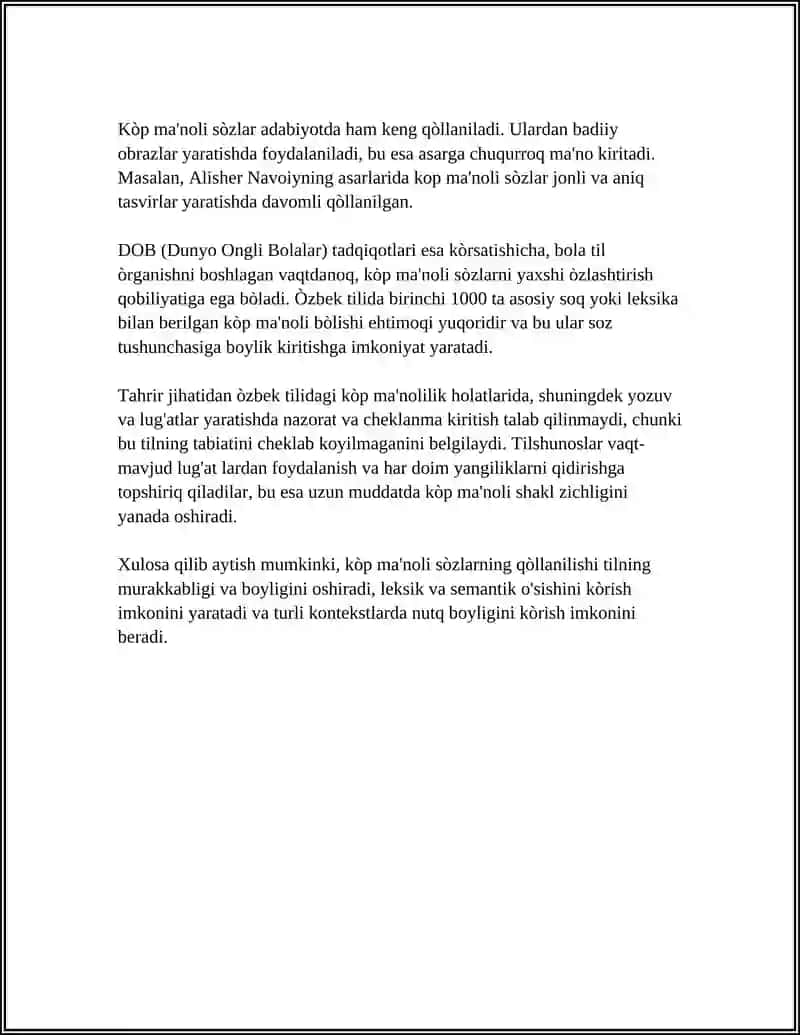 KÒP MA'NOLI SÒZLARNING USLUBIY QÒLLANILISHI 4