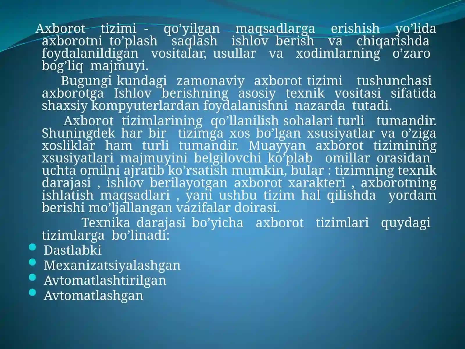 Axborot tizimlarining tasnifi 4