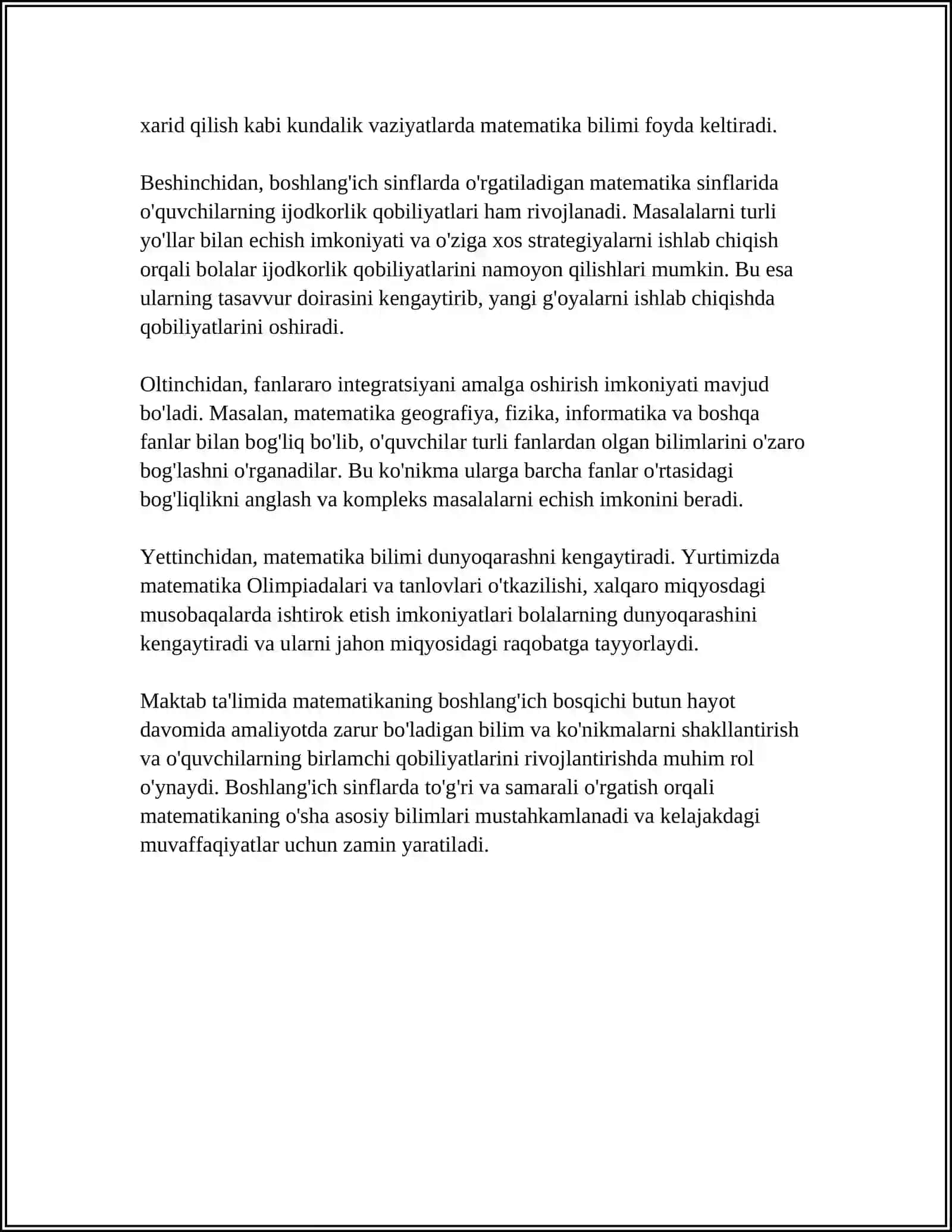 BOSHLANG'ICH SINFLARDA MATEMATIKA O’QITISHNING MAQSAD VA VAZIFALARI 4