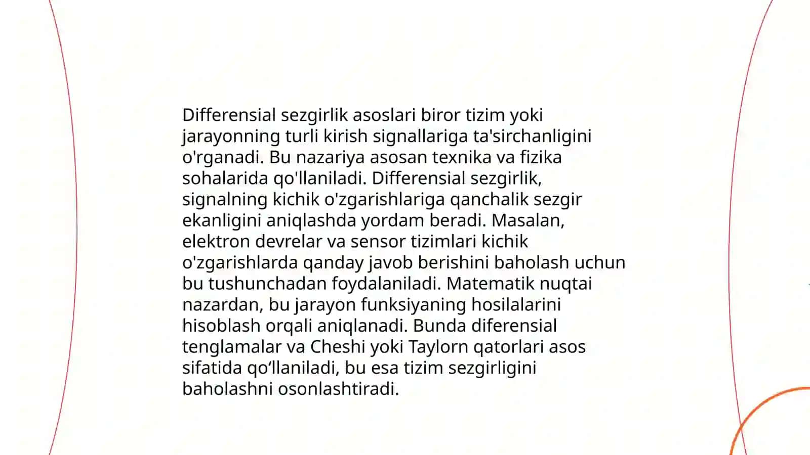 Mutloq va differentsial sezgirlikni o'rganish 4