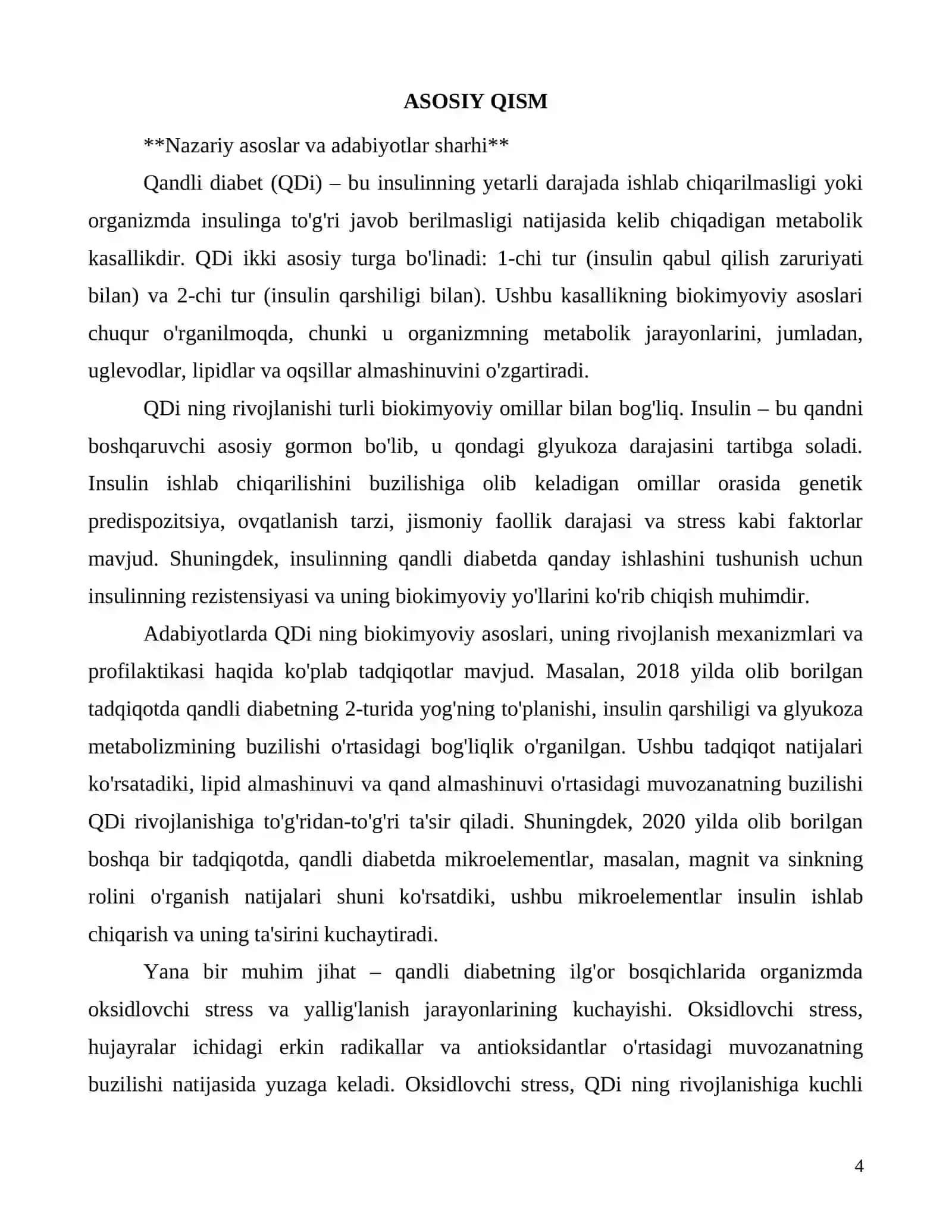 Qandli diabetning biokimyoviy asoslari va uning tahlili 4