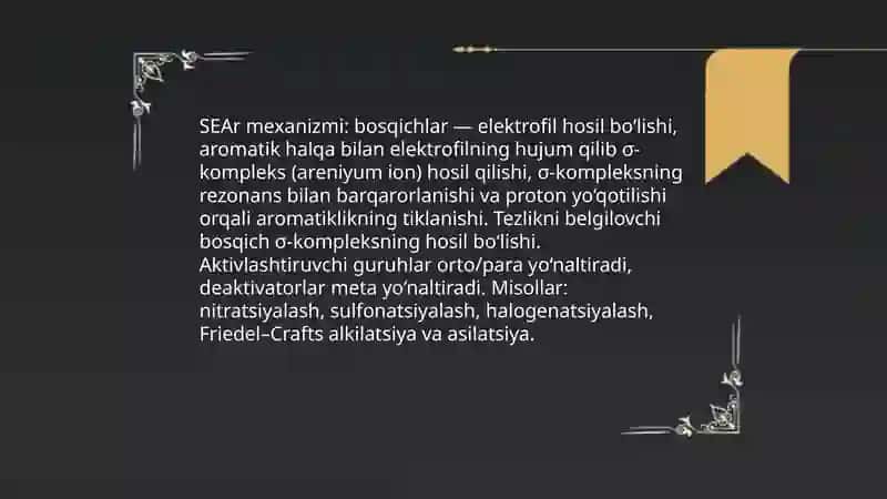 Aromatik birikmalardagi elektrofil reagentlar 4