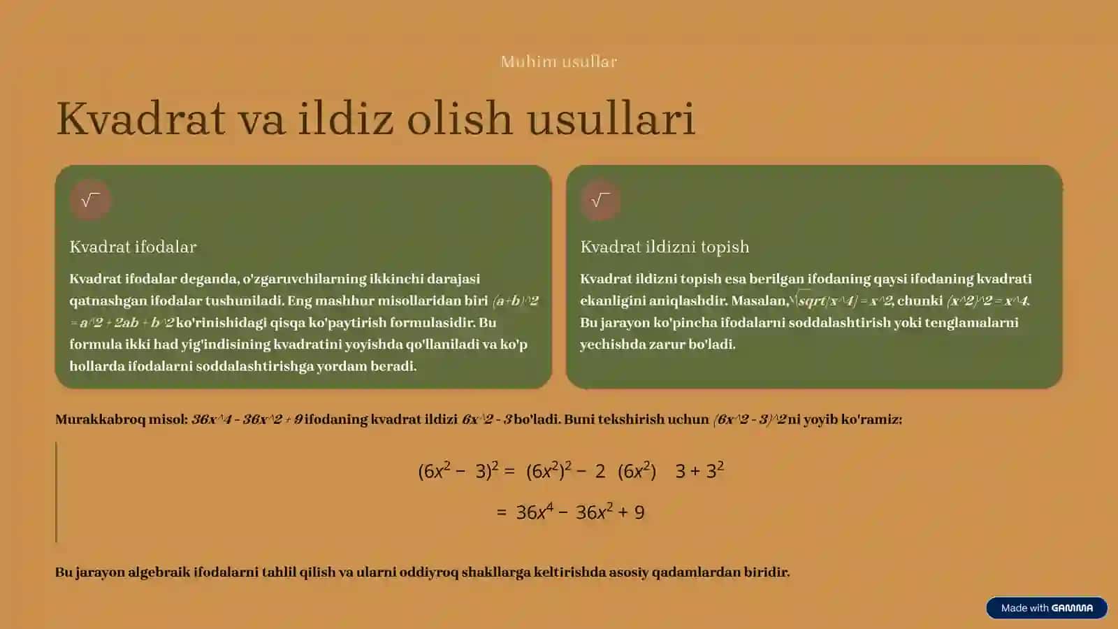 Algebraik ifodalarning qiymatini topish 4