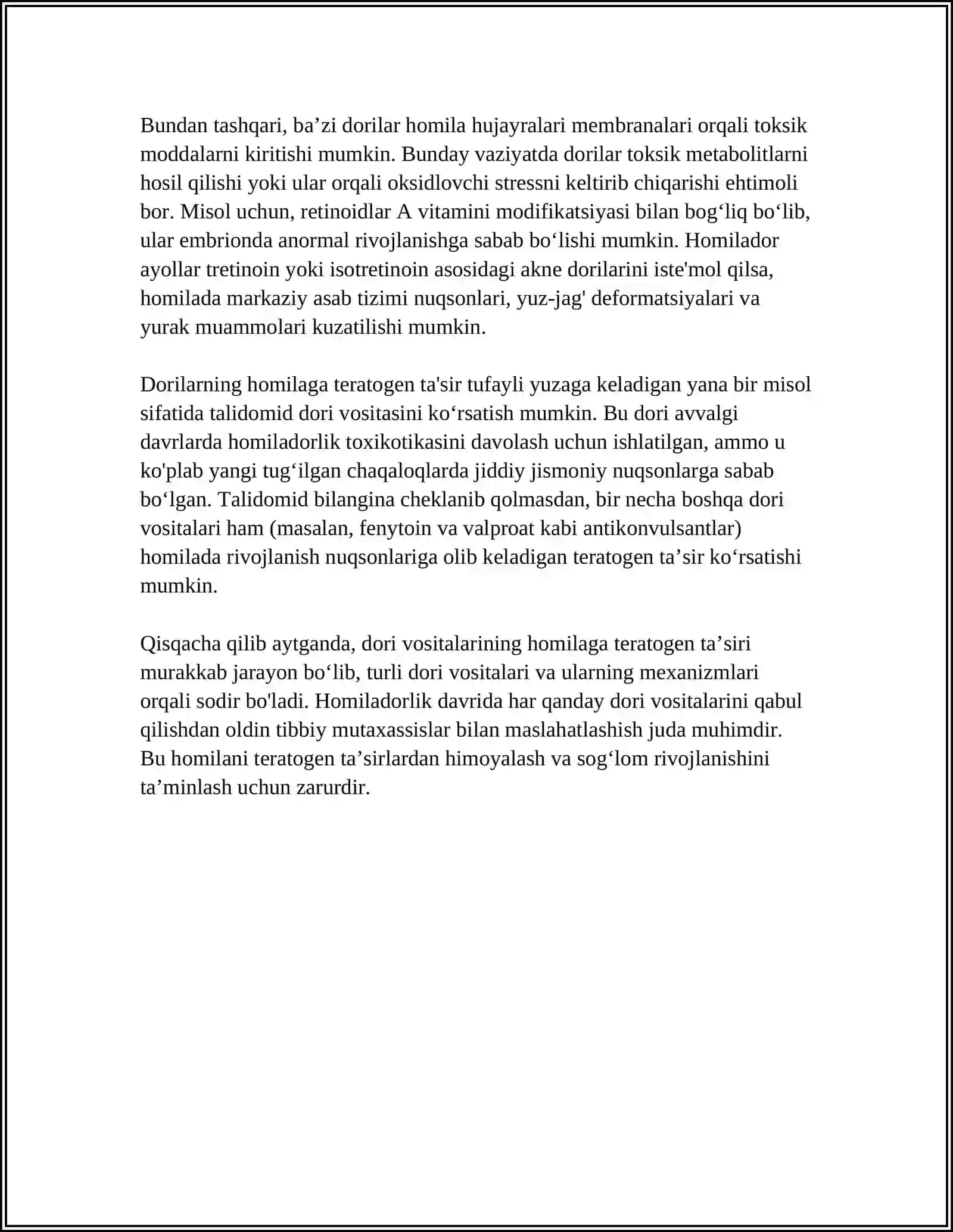 Dori Vositalarining Homilaga Ta’siri 4