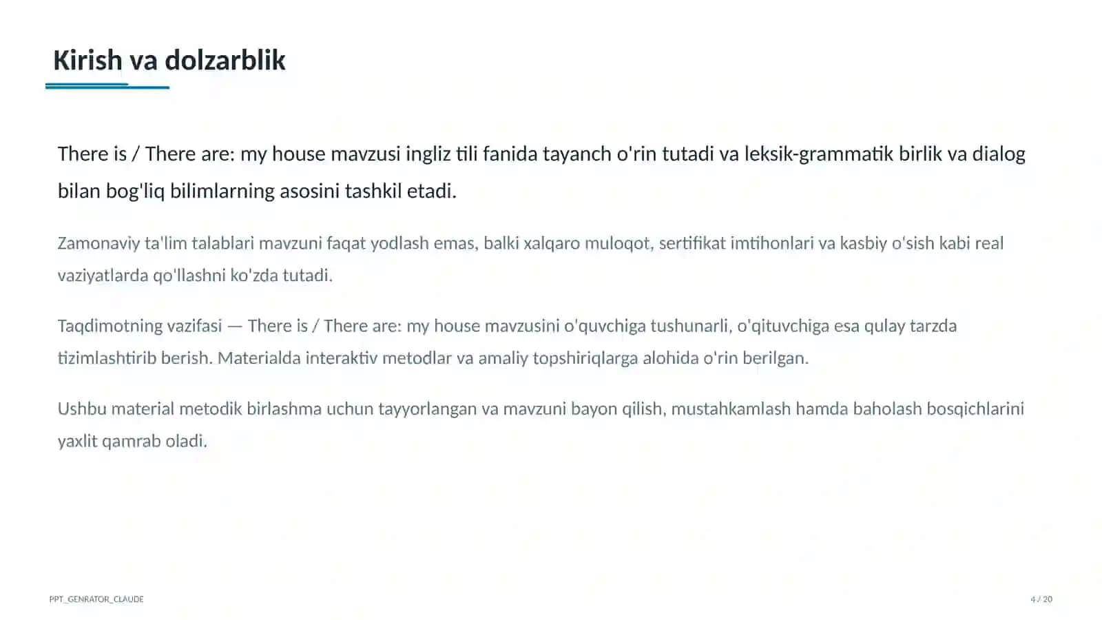 There is / There are: my house (4-sinf) 4