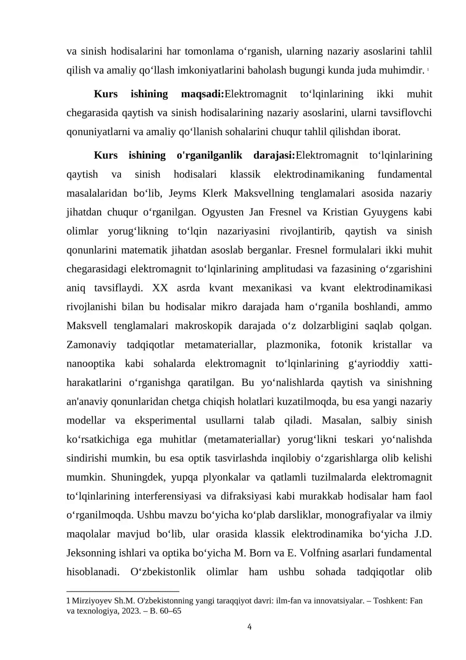 ELEKTROMAGNIT TO'LQINLARINI IKKI MUHIT CHEGARASIGA QAYTISH VA SINISHNI O'RGANISH 4