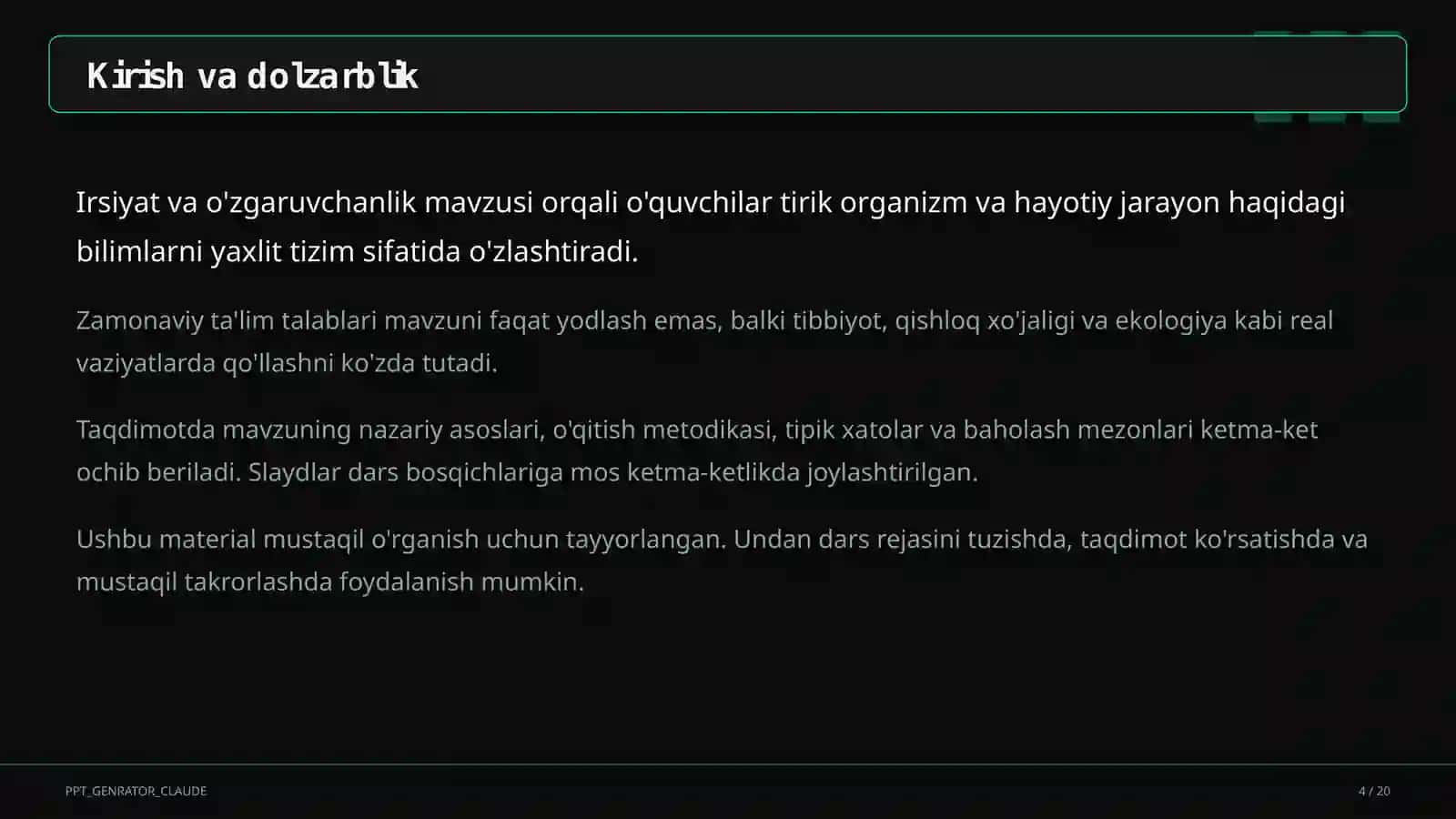 Biologiya (5-11) - mustaqil o'rganish 4