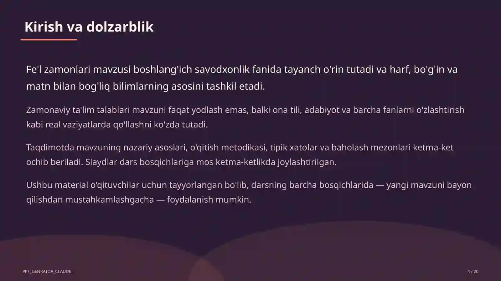 Fe'l zamonlari (4-sinf) 4