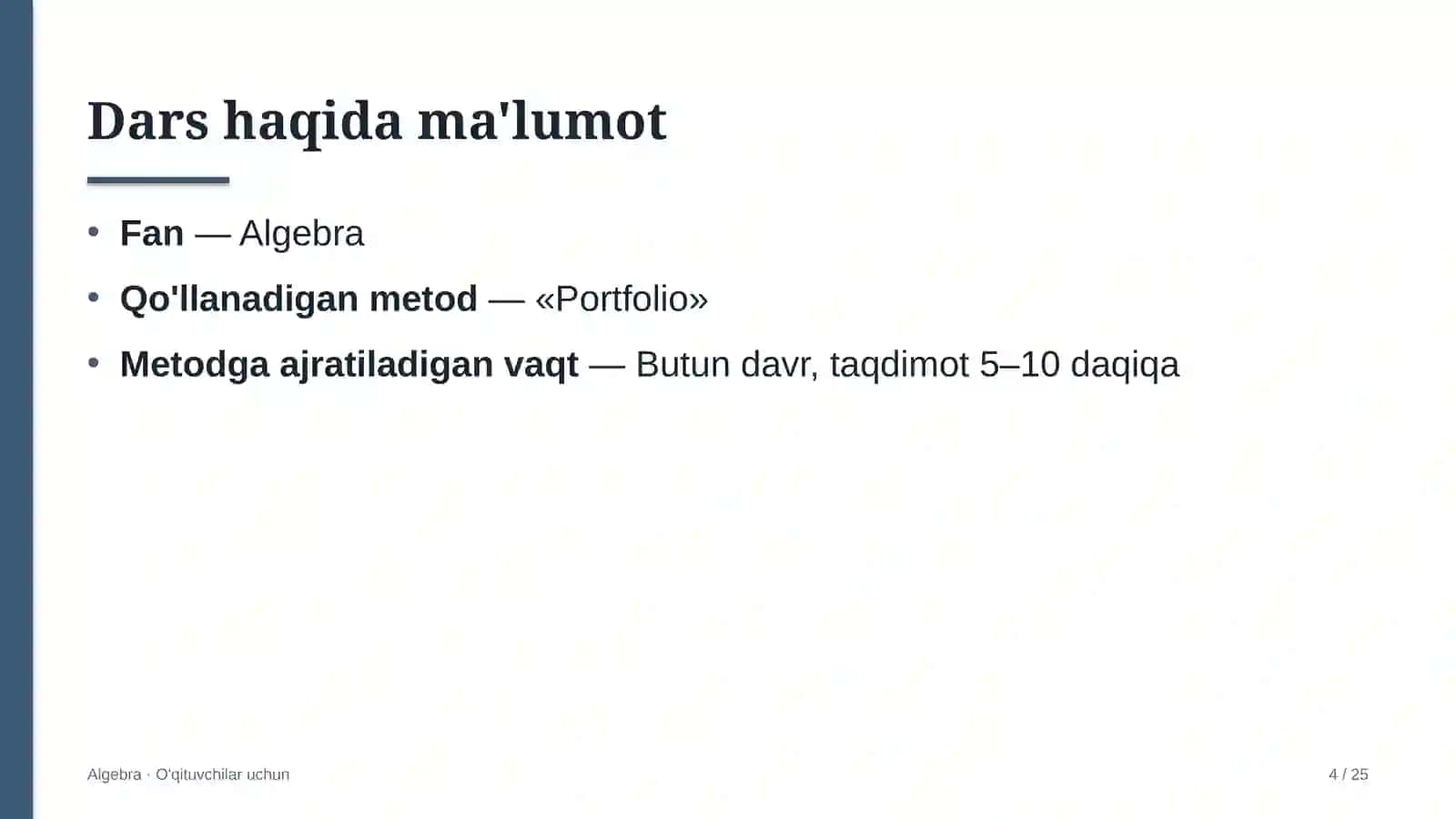 algebra darslarida portfolio metodidan foydalanish 4362 4